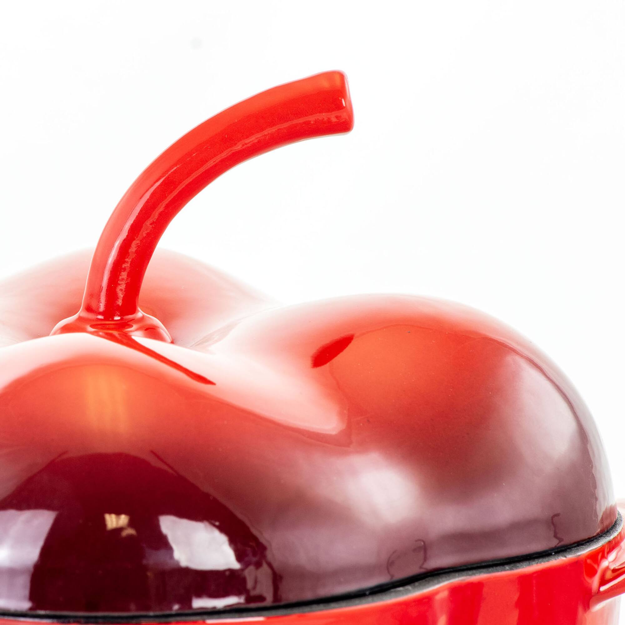 MegaChef 3qt. Red Pepper Shaped Enameled Cast Iron Casserole